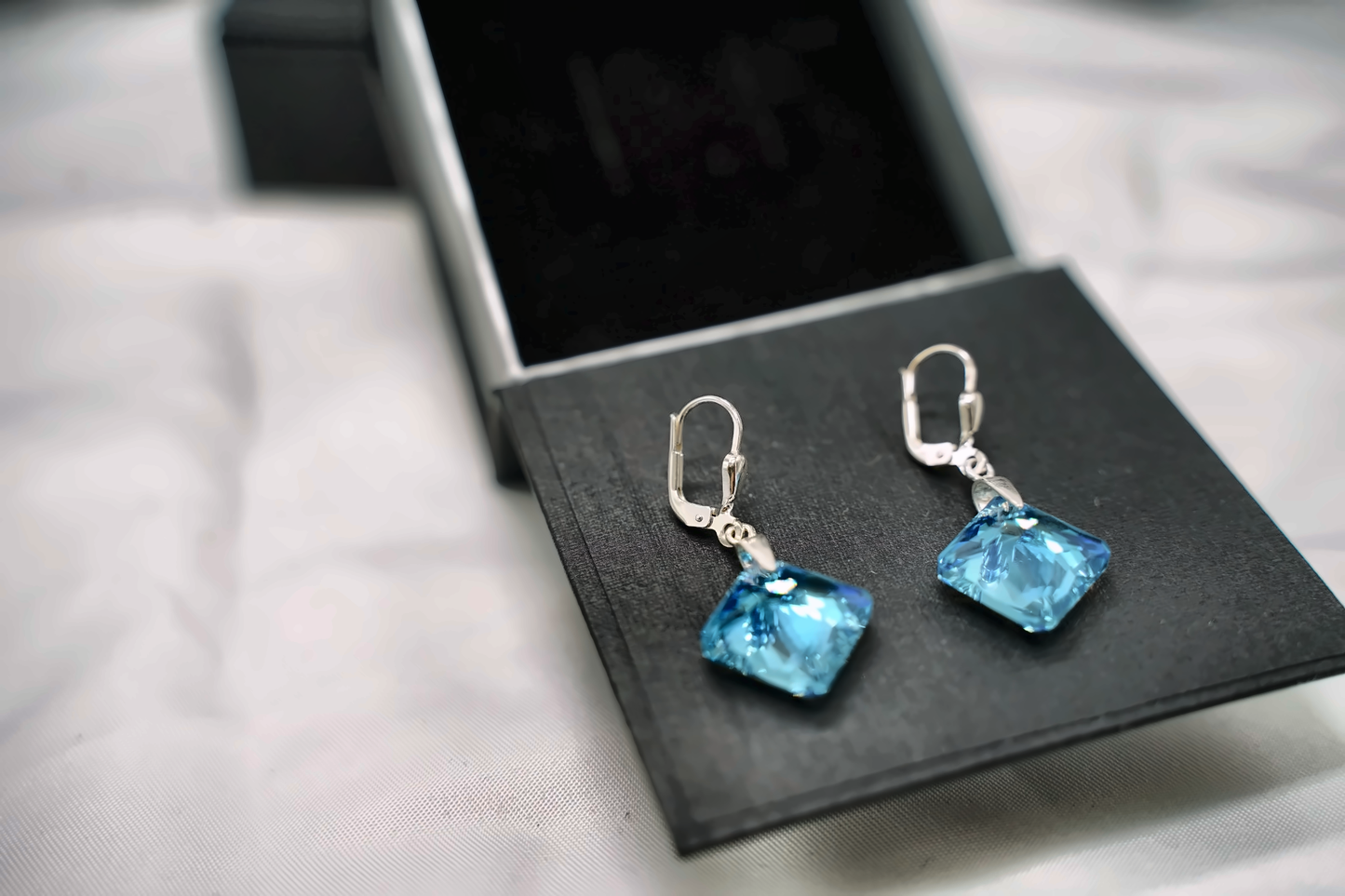 Ohrringe Aqua Cushion mit Swarovski® 1007o
