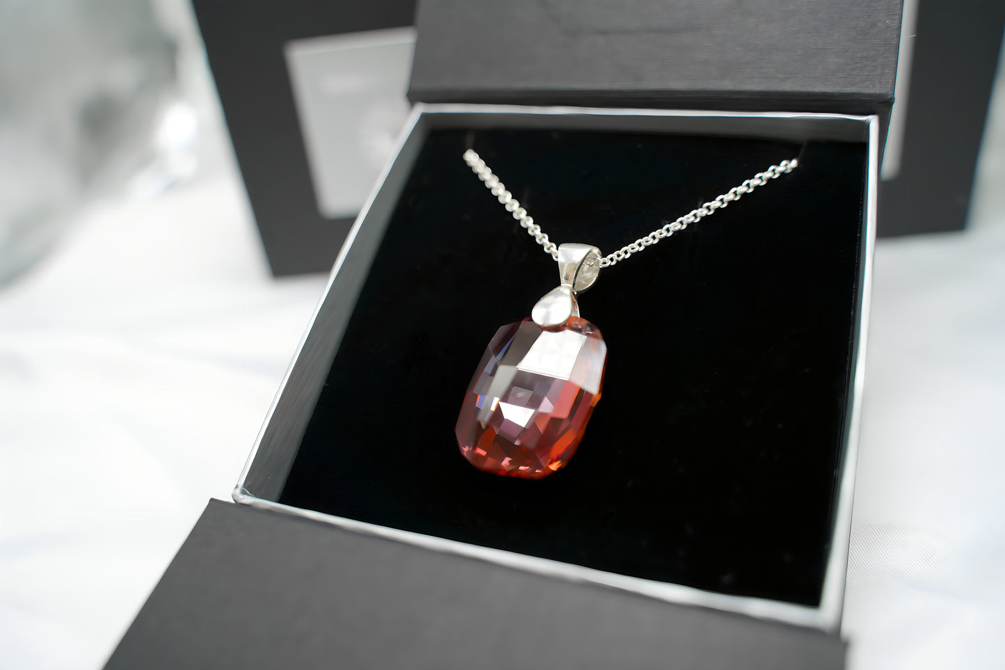 Cushion Amber Anhänger mit Swarovski® 1013k