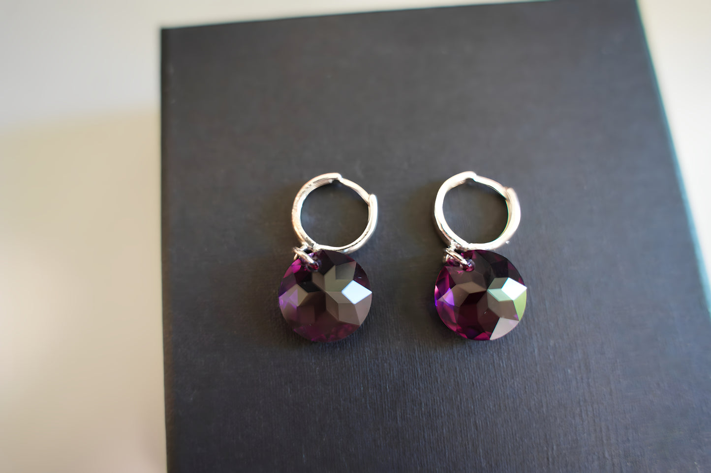 Creolen Amethyst Disc mit Swarovski® 1015o