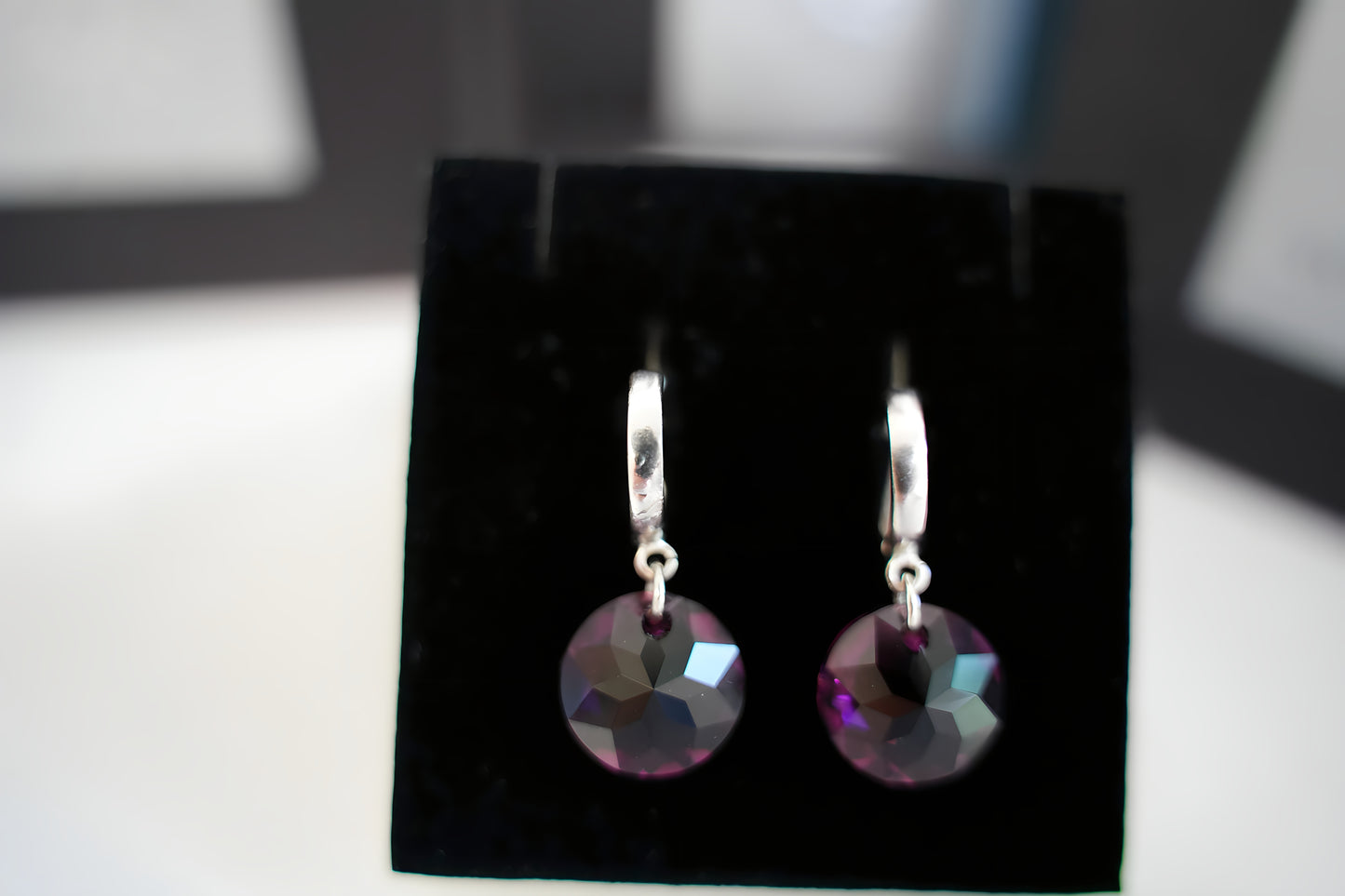 Creolen Amethyst Disc mit Swarovski® 1015o