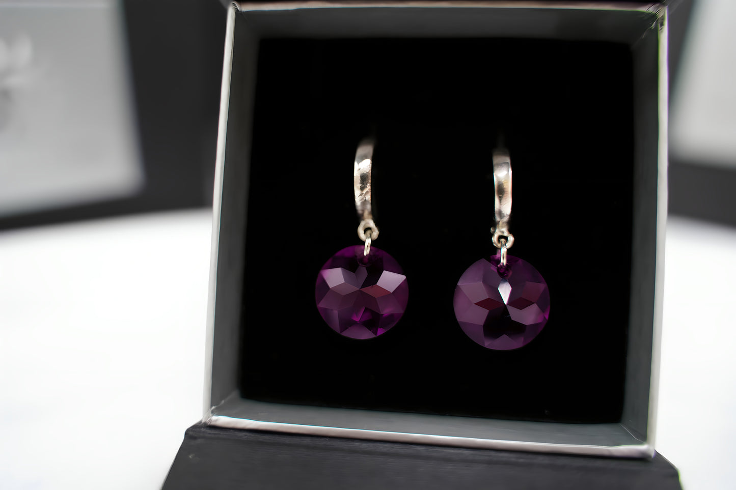Creolen Amethyst Disc mit Swarovski® 1015o