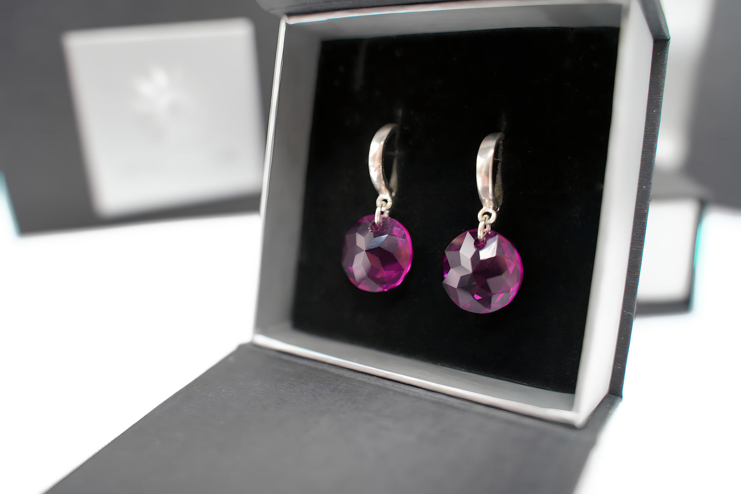 Creolen Amethyst Disc mit Swarovski® 1015o