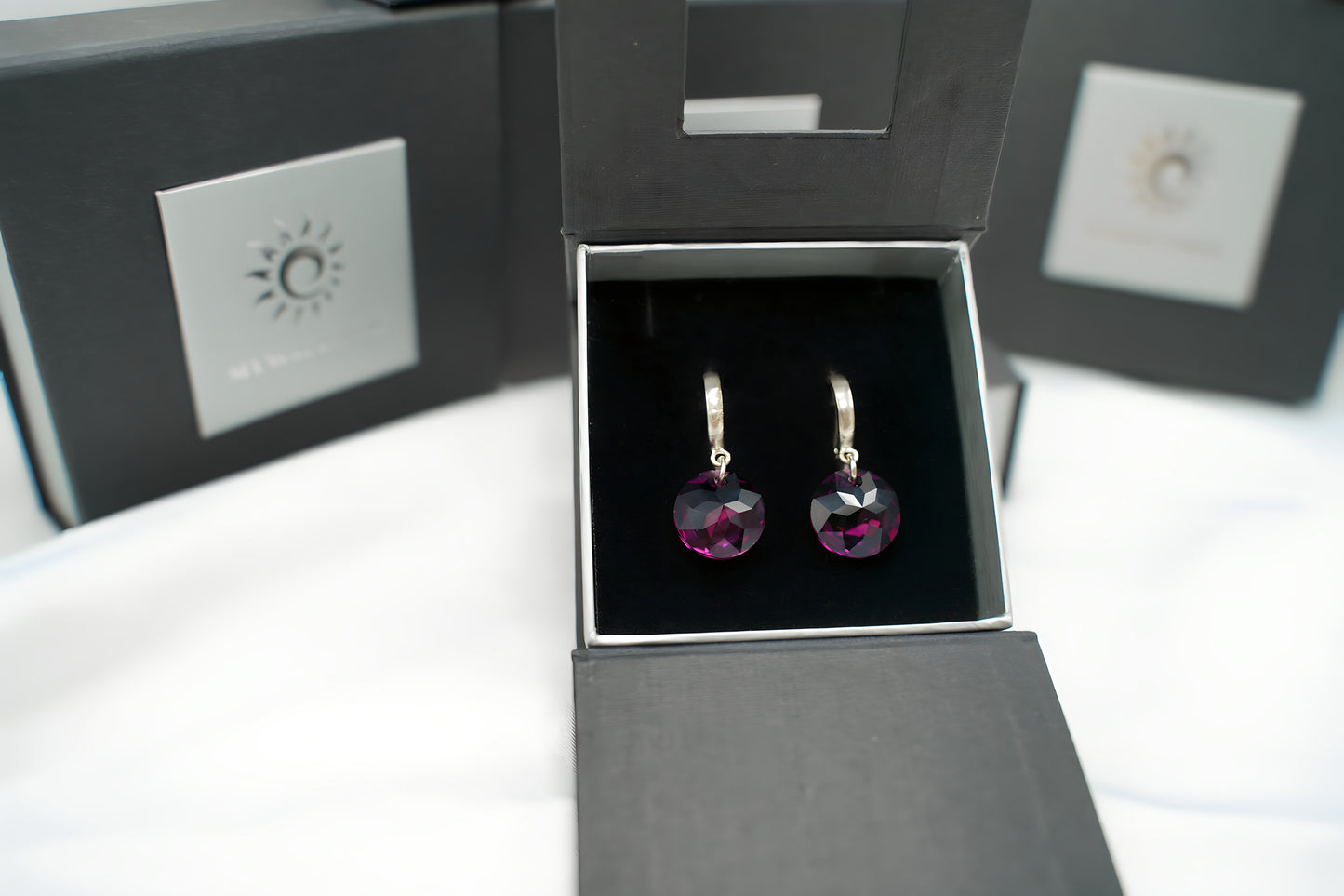 Creolen Amethyst Disc mit Swarovski® 1015o