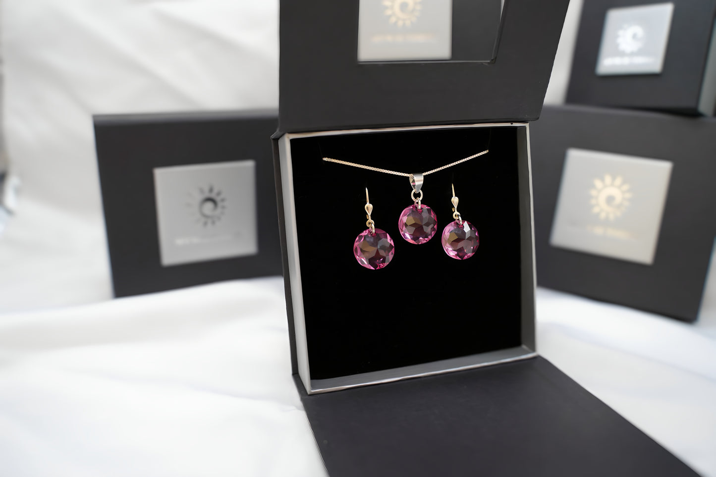 Rosé Disc-Set mit Swarovski® 1016ko