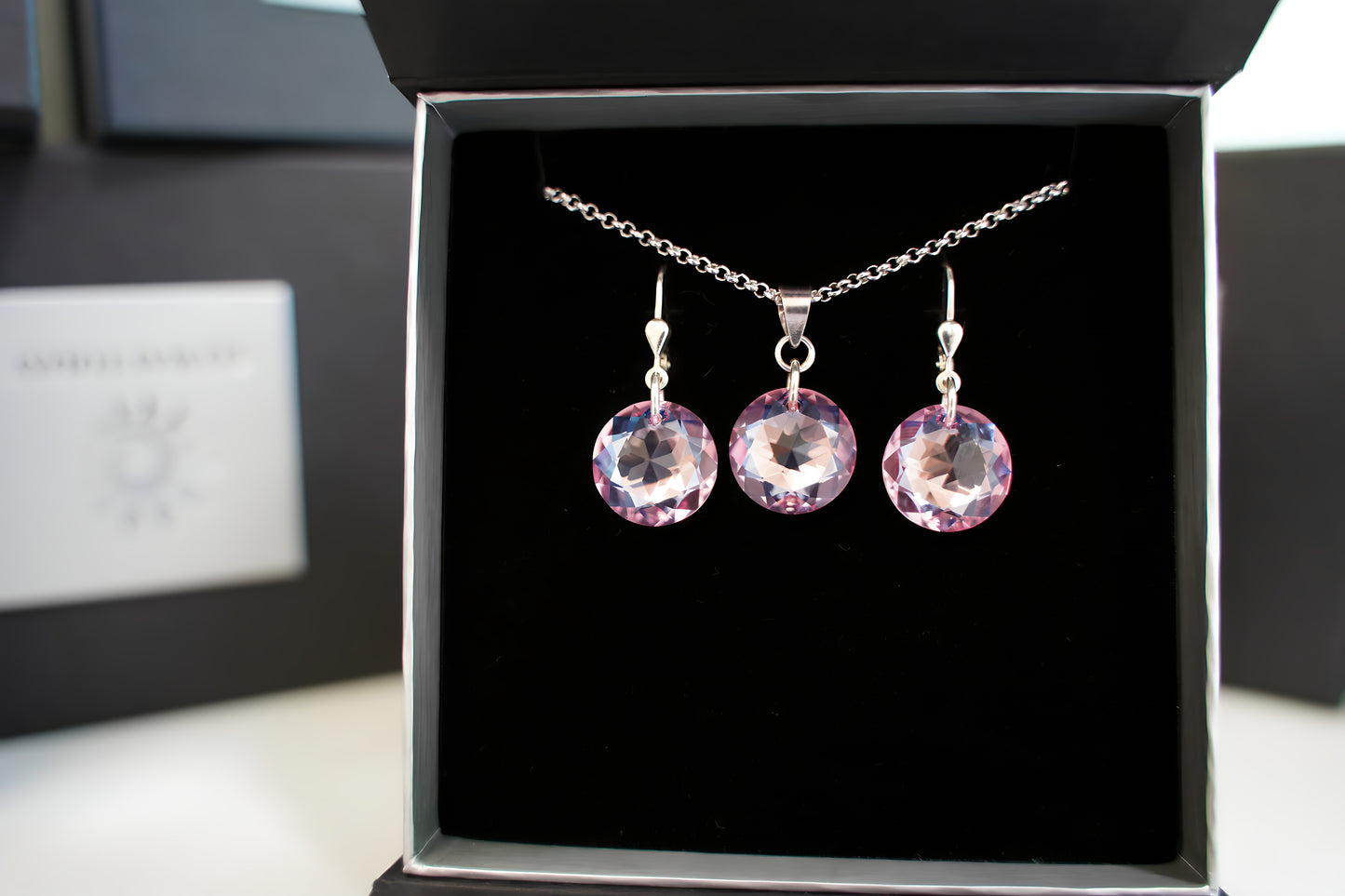 Zartrosa Disc-Set mit Swarovski® 1017ko