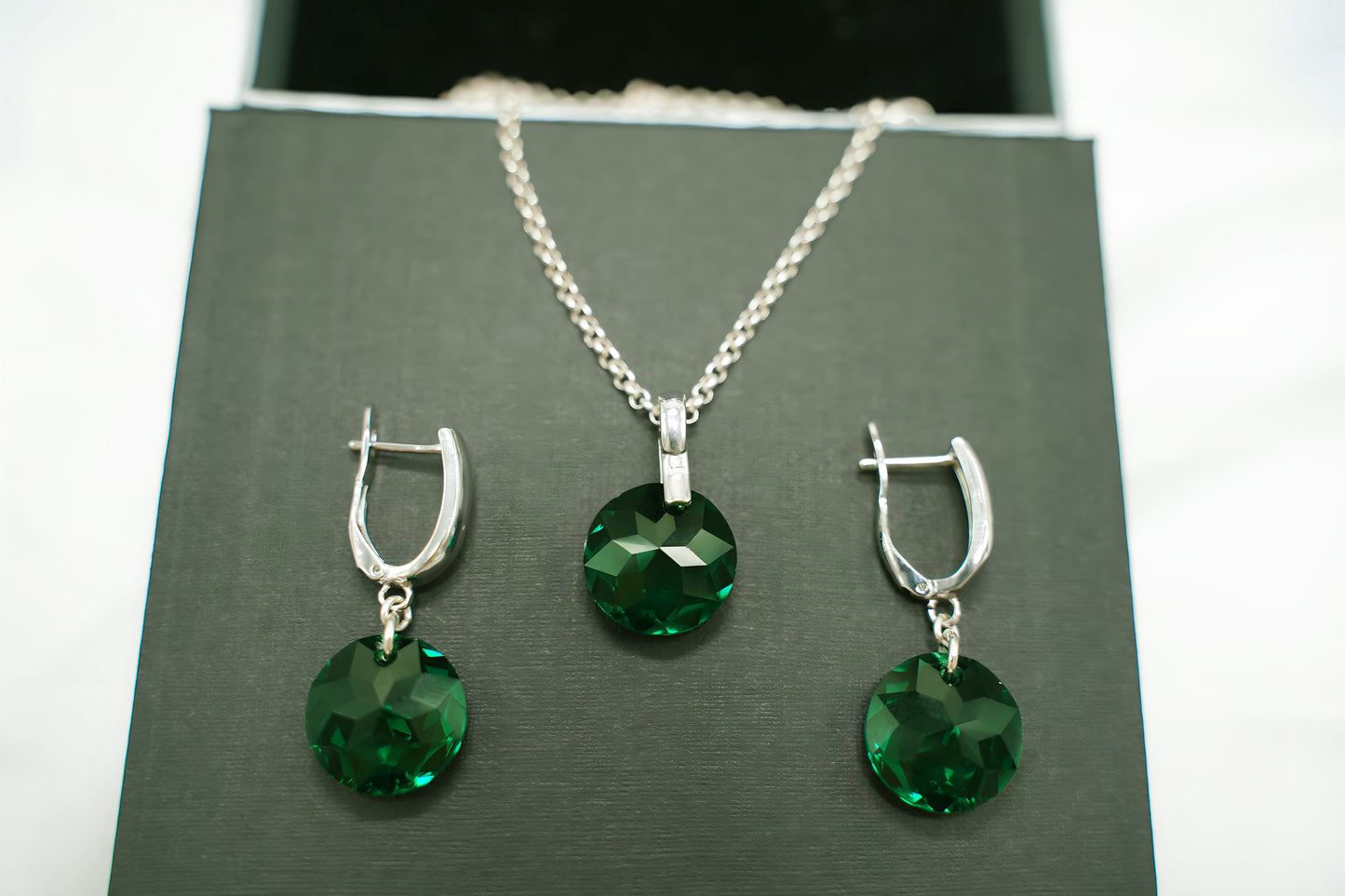 Smaragd Disc-Set mit Swarovski® 1018ko