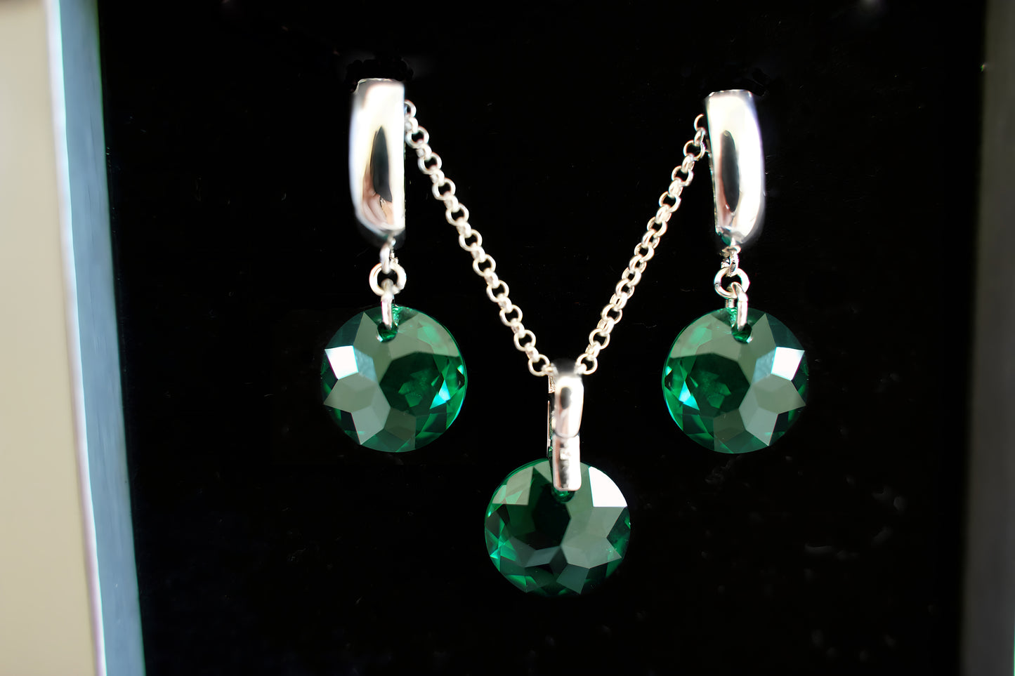 Smaragd Disc-Set mit Swarovski® 1018ko