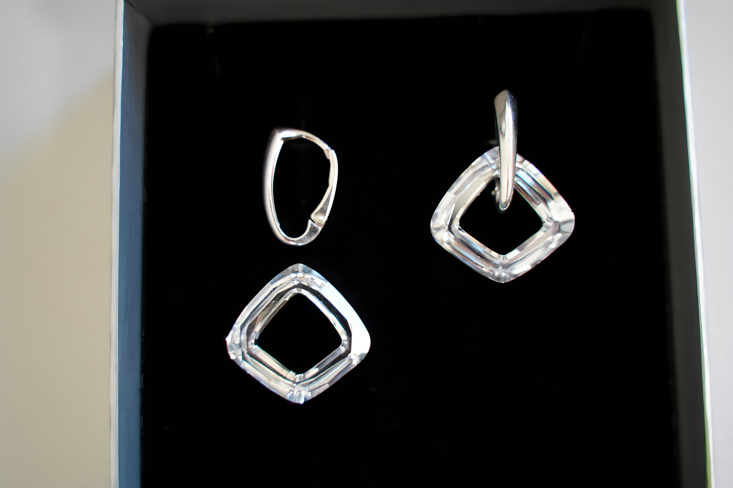 Quadrat Geometry Ohrringe mit Swarovski® 1020o