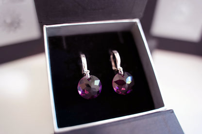 Creolen Amethyst Disc mit Swarovski® 1015o