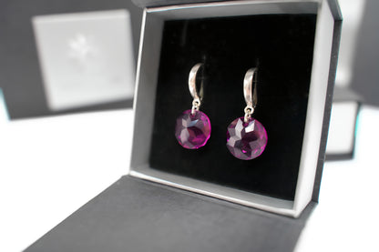 Creolen Amethyst Disc mit Swarovski® 1015o
