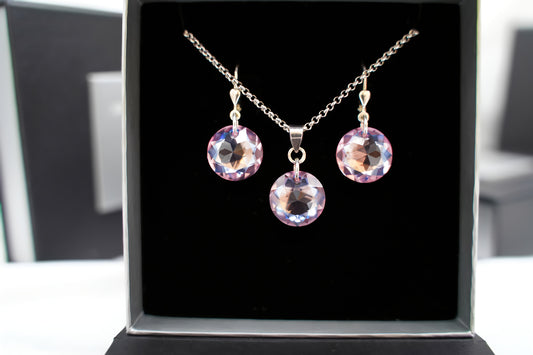 Zartrosa Disc-Set mit Swarovski® 1017ko