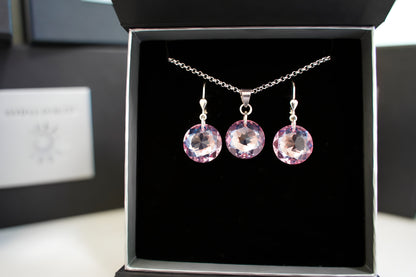 Zartrosa Disc-Set mit Swarovski® 1017ko