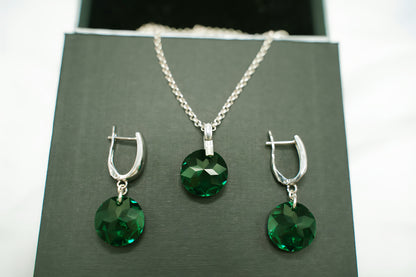Smaragd Disc-Set mit Swarovski® 1018ko