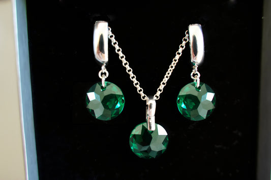 Smaragd Disc-Set mit Swarovski® 1018ko
